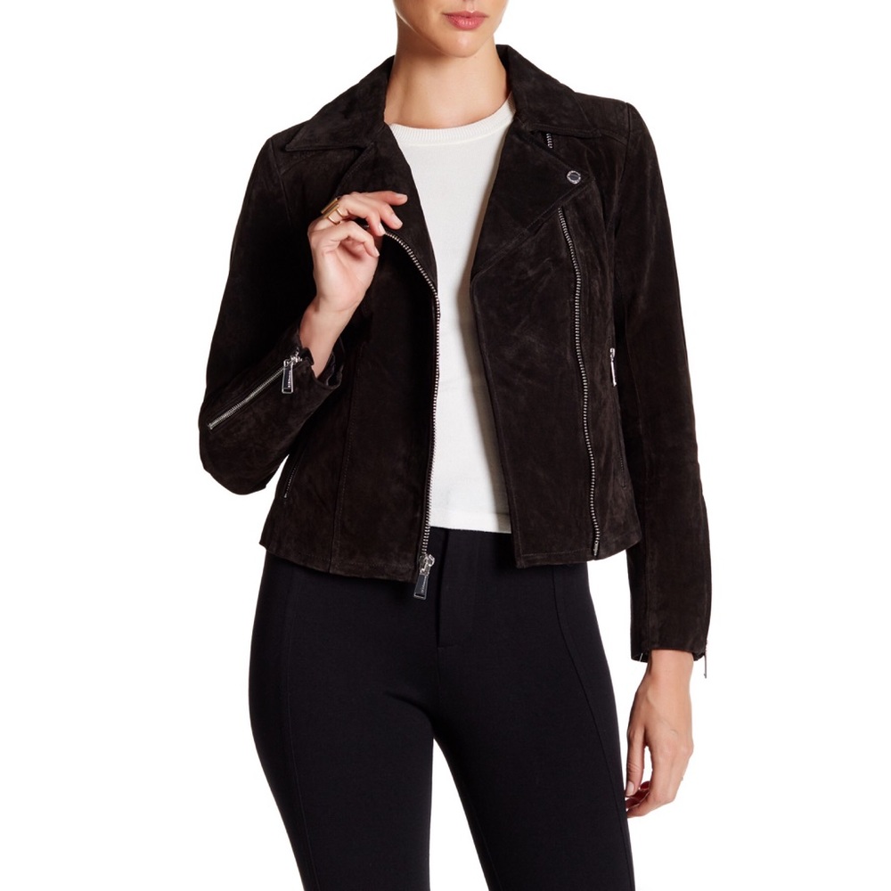 NWOT BCBGeneration Chocolate Suede Moto Jacket - Picture 7 of 7